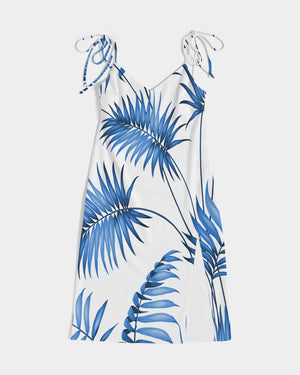 Seaside Breeze Palm Tie Strap Split Dress