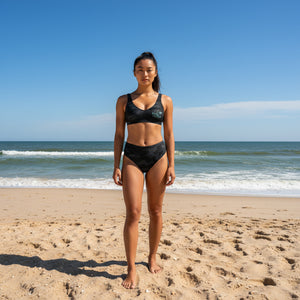 Black Camo Recycled High Waisted Bikini Set