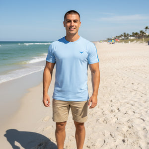 Men's Charter Stripe Performance Crewneck Gulf Blue Shirt