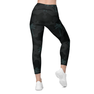 CoastFlex Crossover Palm Camo Leggings with Dual Pockets