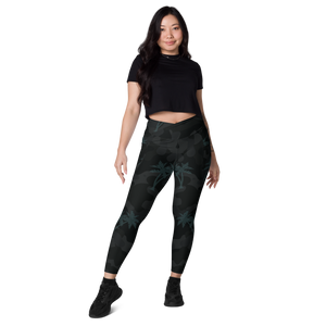 CoastFlex Crossover Palm Camo Leggings with Dual Pockets