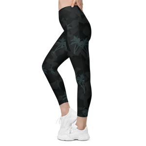 CoastFlex Crossover Palm Camo Leggings with Dual Pockets