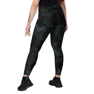 CoastFlex Crossover Palm Camo Leggings with Dual Pockets