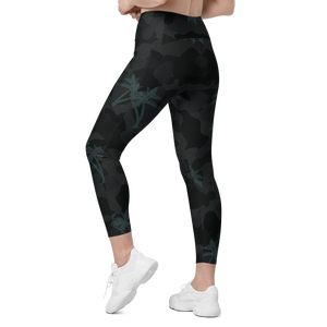 CoastFlex Crossover Palm Camo Leggings with Dual Pockets