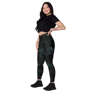CoastFlex Crossover Palm Camo Leggings with Dual Pockets