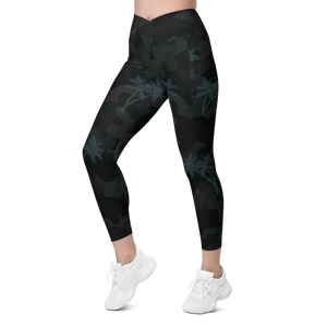 CoastFlex Crossover Palm Camo Leggings with Dual Pockets