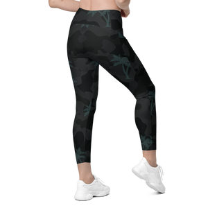 CoastFlex Crossover Palm Camo Leggings with Dual Pockets