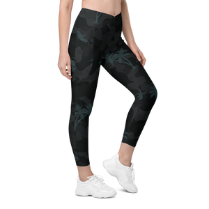CoastFlex Crossover Palm Camo Leggings with Dual Pockets