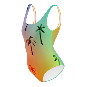 Rainbow Palm One-Piece UPF Swimsuit