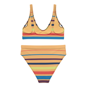 Find Your Coast® Striped Recycled High Waisted Bikini Set