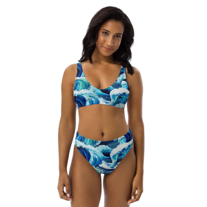 Find Your Coast® Waves Recycled High Waisted Bikini Set