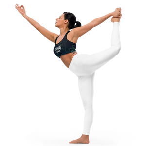 Moisture Wicking Aloha Sports Bra (white & black piping)