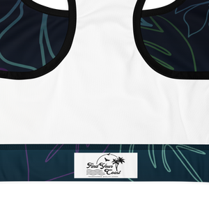 Moisture Wicking Aloha Sports Bra (white & black piping)