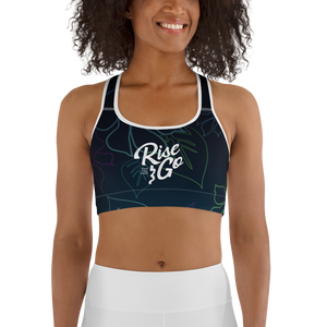 Moisture Wicking Aloha Sports Bra (white & black piping)