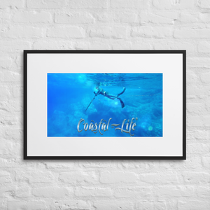 Coastal Life Spear Fishing Matte Paper Framed Poster With Mat Board