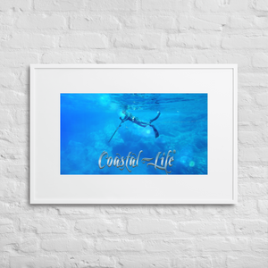 Coastal Life Spear Fishing Matte Paper Framed Poster With Mat Board