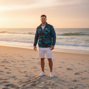 Men's High Seas Coast Camo Water Resistant Lightweight Hooded Windbreaker