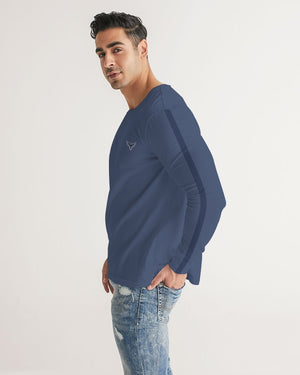 Men's FYC Charter Stripe Deep Blue Long Sleeve Crewneck FIND YOUR COAST CO