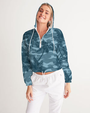 Women's Palm Camo Water Resistant Cropped Windbreaker FIND YOUR COAST CO