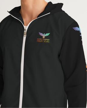 Men's FYC High Seas Black Water Resistant Lightweight Hooded Windbreaker FIND YOUR COAST CO