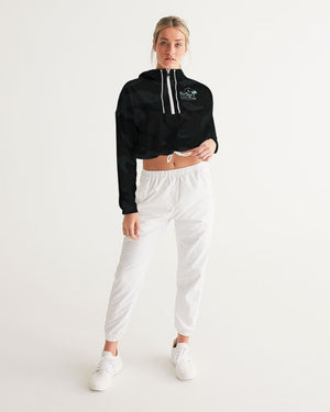Women's Black Camo Water Resistant Cropped Windbreaker FIND YOUR COAST CO