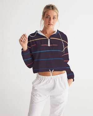 Women's DawnBreaker Striped Water Resistant Cropped Windbreaker FIND YOUR COAST CO