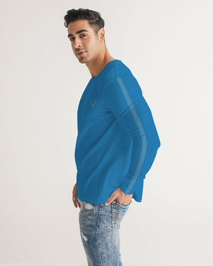 Men's FYC Charter Stripe Pacific Blue Long Sleeve Crewneck FIND YOUR COAST CO