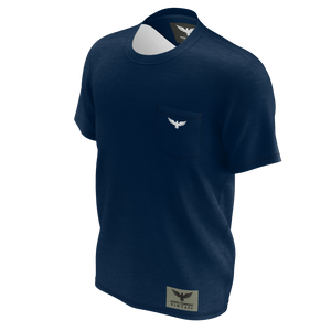 Men's FYC Vintage Venturer Premium Comfort Embroidered Navy Pocket Tees FIND YOUR COAST CO