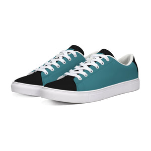 Men's Limited Edition Black and Teal Faux Leather Low Top Sneaker FIND YOUR COAST CO