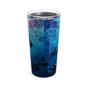 FYC 20 oz Stainless Steel Ocean Anchor/Skull Art Tumbler FIND YOUR COAST CO