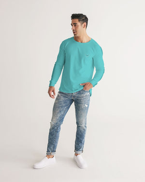 Men's FYC Charter Stripe Flat Teal Long Sleeve Crewneck FIND YOUR COAST CO