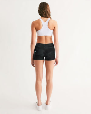 Women's Active Comfort Black Camo Mid-Rise Yoga-Surf Shorts FIND YOUR COAST CO