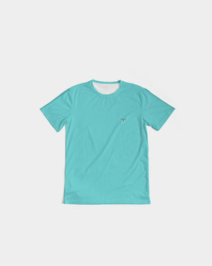 Men's Charter Stripe Performance Crewneck Flat Teal Shirt FIND YOUR COAST CO