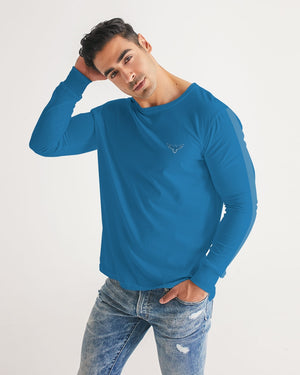 Men's FYC Charter Stripe Pacific Blue Long Sleeve Crewneck FIND YOUR COAST CO