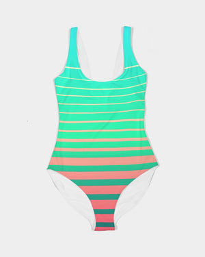 Women's Find Your Coast Lime Street Stripe Padded UPF 50 One-Piece Swimsuit FIND YOUR COAST CO