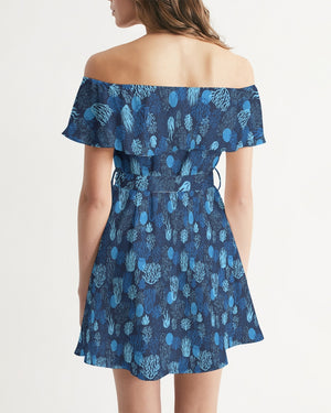 Women's Lightweight Sea Reef Off-Shoulder Belted Dress FIND YOUR COAST CO