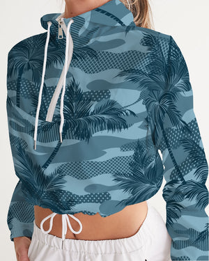 Women's Palm Camo Water Resistant Cropped Windbreaker FIND YOUR COAST CO