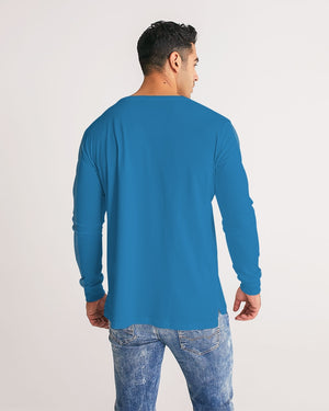 Men's FYC Charter Stripe Pacific Blue Long Sleeve Crewneck FIND YOUR COAST CO