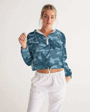 Women's Palm Camo Water Resistant Cropped Windbreaker FIND YOUR COAST CO