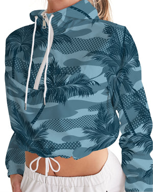 Women's Palm Camo Water Resistant Cropped Windbreaker FIND YOUR COAST CO
