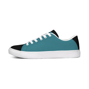 Men's Limited Edition Black and Teal Faux Leather Low Top Sneaker FIND YOUR COAST CO