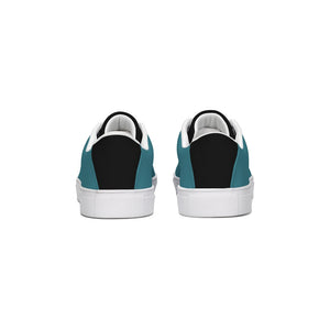 Men's Limited Edition Black and Teal Faux Leather Low Top Sneaker FIND YOUR COAST CO