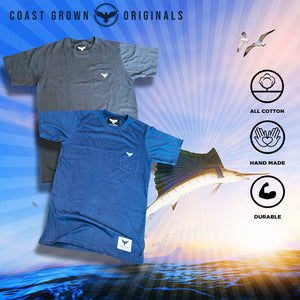 Men's FYC Vintage Venturer Premium Comfort Embroidered Navy Pocket Tees FIND YOUR COAST CO