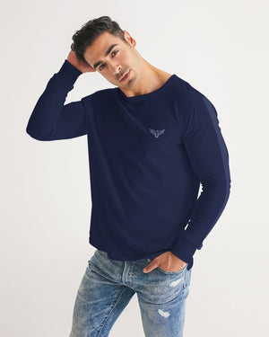 Men's FYC Charter Stripe Harbor Blue Long Sleeve Crewneck FIND YOUR COAST CO