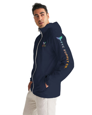Men's FYC High Seas Navy Water Resistant Lightweight Hooded Windbreaker FIND YOUR COAST CO