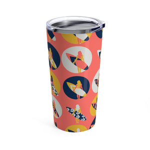 Find Your Coast 20 oz Stainless Steel Surfer Girl Art Stainless Steel Tumbler FIND YOUR COAST CO