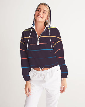 Women's DawnBreaker Striped Water Resistant Cropped Windbreaker FIND YOUR COAST CO