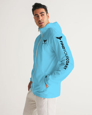 Men's FYC Supply Company High Seas Light Blue Water Resistant Lightweight Windbreaker FIND YOUR COAST CO