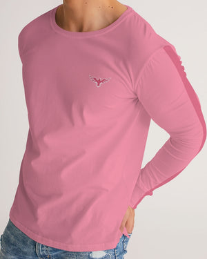 Men's FYC Charter Stripe Sunset Pink Long Sleeve Crewneck FIND YOUR COAST CO