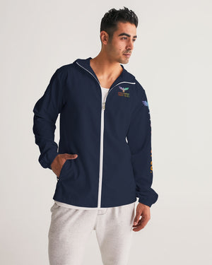 Men's FYC High Seas Navy Water Resistant Lightweight Hooded Windbreaker FIND YOUR COAST CO
